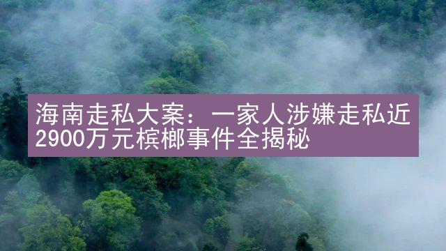 海南走私大案：一家人涉嫌走私近2900万元槟榔事件全揭秘